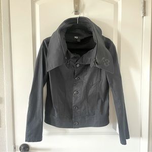 Y-3 Yohji Yamamoto Black oversized collar jacket Medium womens